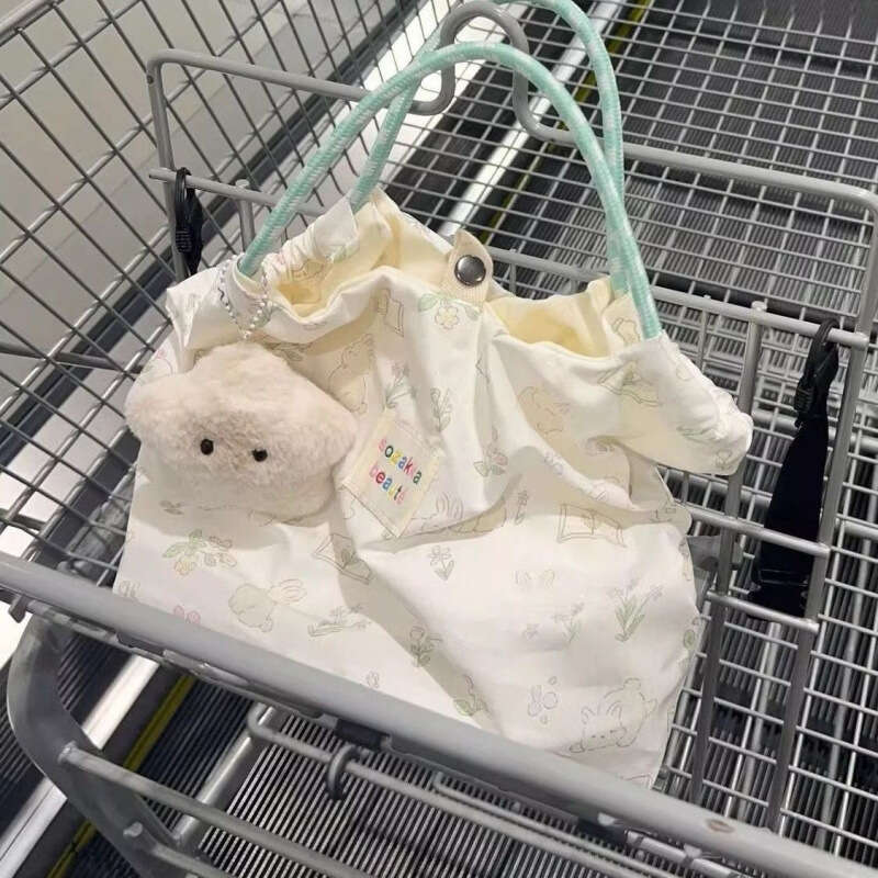 New Cute Floral Single Shoulder Canvas for Students, Women's Large Capacity Tote Bag, Commuter Bag