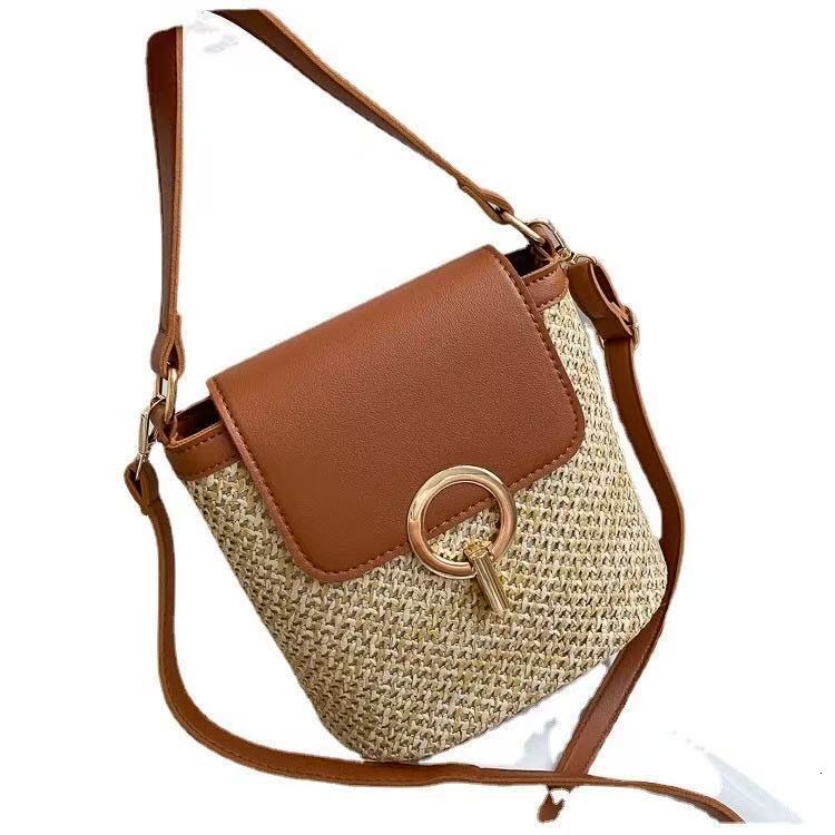 Brand High Quality New Style 2025 New Crossbody Straw Bag Handbag Women's Woven Bag Vacation Rattan Bag Fashion Small Bag Bucket Bag New Free Del