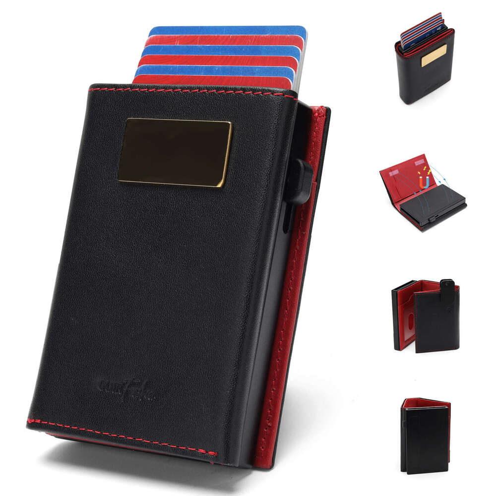 Bluetooth Chip Positioning Men's Short 70% off Metal Card Holder Anti-Degaussing Vertical Genuine Leather Wallet