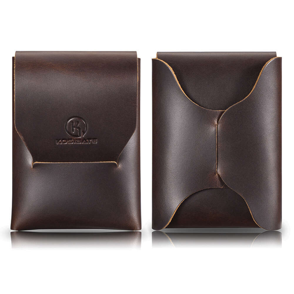 Minimalist Style Crazy Horse Men's Short Folding Card Holder Portable Genuine Leather Multifunctional Wallet