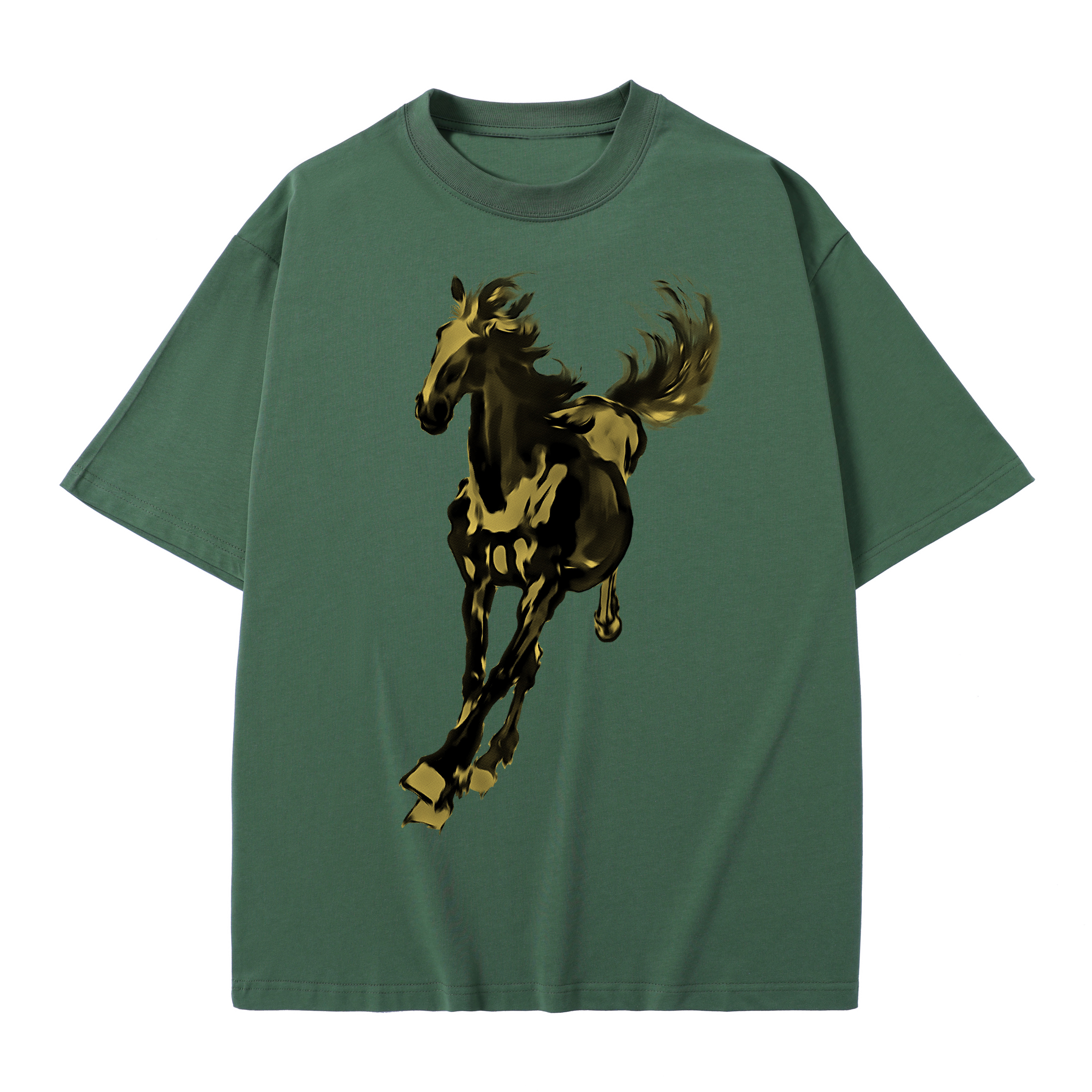 T-shirt men's top designer cotton T-shirt Silver the golden fine horse short sleeved clothing high-quality fashionable T-shirt BROADTRUE