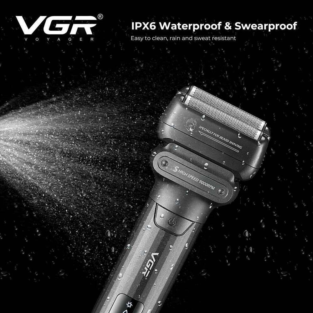 VGR Professional Beard Trimmer Waterproof Razor 9000 RPM Electric Shaving Hine Reciprocating LED Shaver For Men V-368