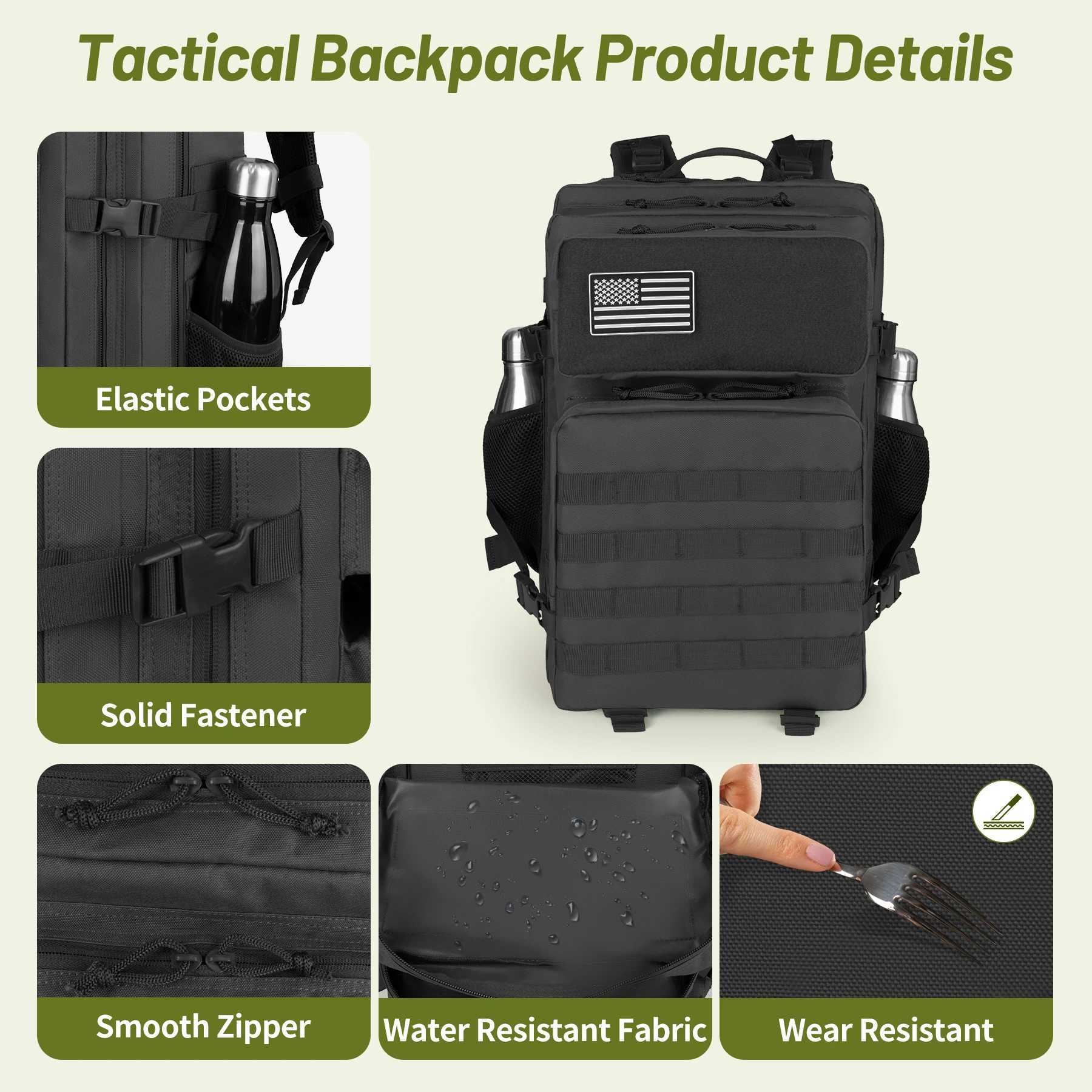 50L Mens Tactical Backpack Outdoor Survival Mountaineering Bag with Moore Webbing Load-Bearing Velcro DIY Compatible W250603