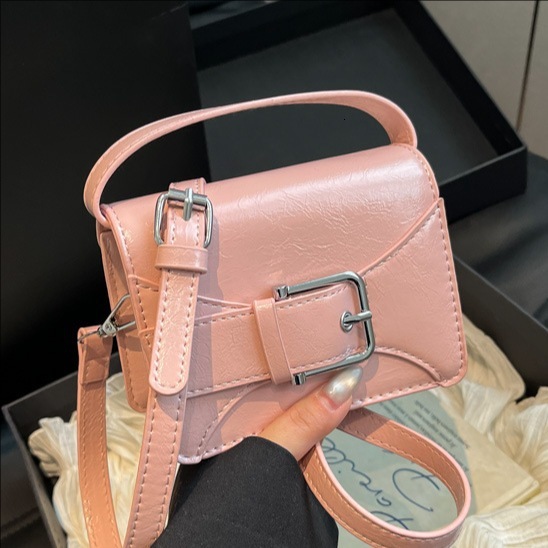 designer Korean Style Solid Color Simple Niche Belt Mini Handbag Small Square Bag for Women 2025 Summer New Cute Small Wallet
