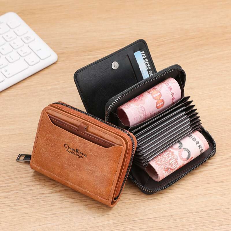 Accordion Holder Driver's License Case Bank Card Zipper Business Creative Storage Coin Purse for Men