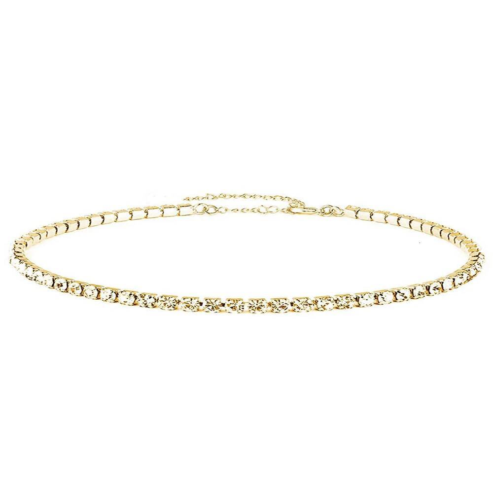 MinaMaMa Minimalist Stainless Steel Crystal Choker For Women Exquisite Rhinestone Chain Tennis Necklaces Jewelry Gifts