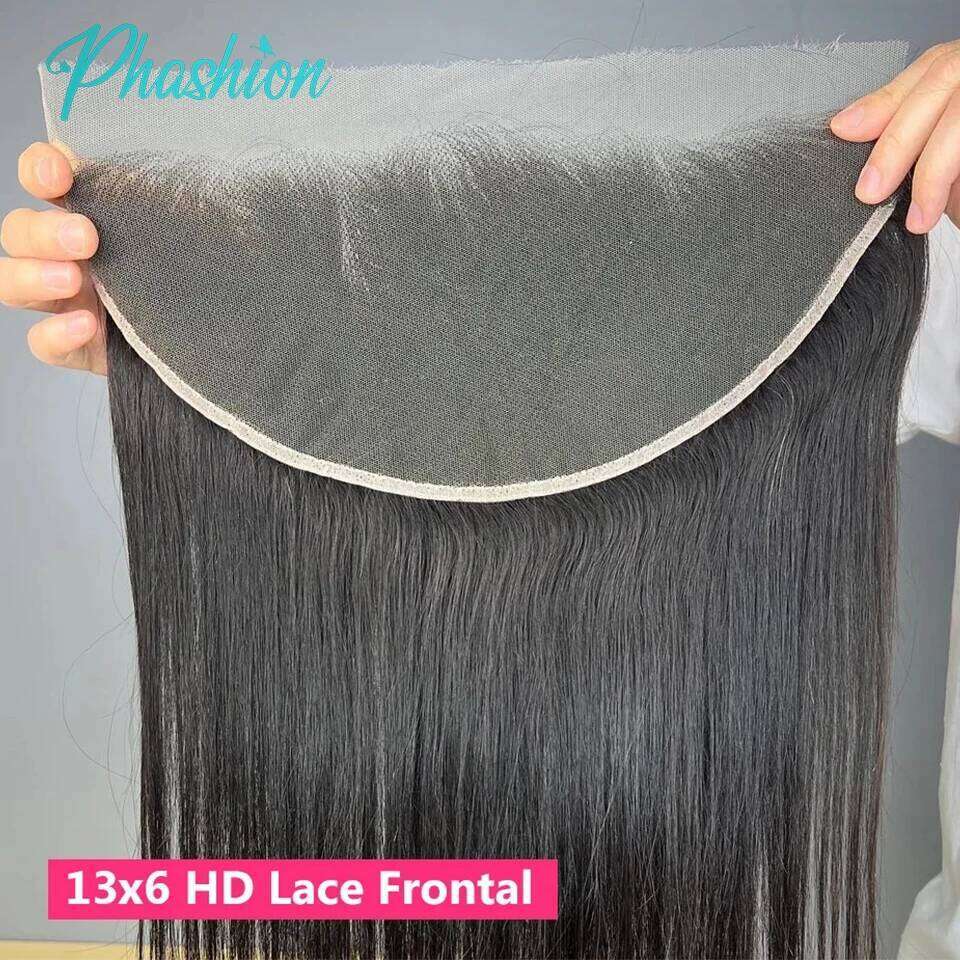Phashion HD 13x6 13x4 Lace Frontal Straight Pre Plucked 4x4 5x5 6x6 Swiss Full Closure Only Natural Black 100% Remy Human Hair Synthetic Hair