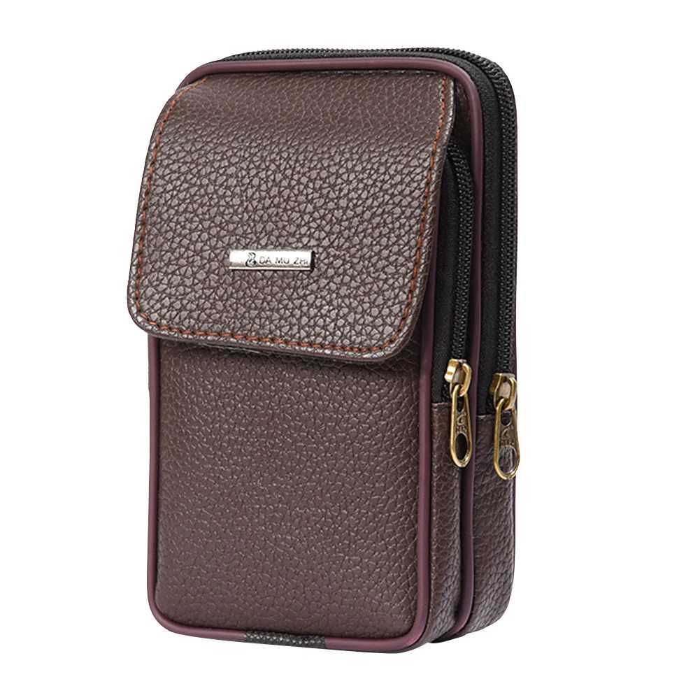 PU Leather Men Small Waist Bag Solid Color Bum Belt Pack Casual Fanny Business Waist Bag Men Travel Sports Belt Bum Phone Pouch W250604