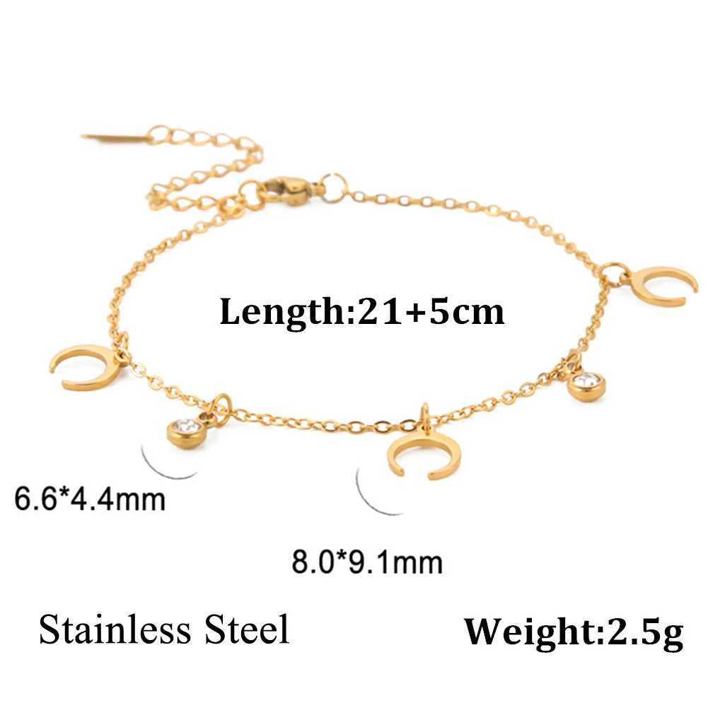 Lucktune Crystal Moon Anklets for Women Stainless Steel Crescent Tassel Sandals Foot Chain Summer Jewelry Boho Beach Accessories W250604