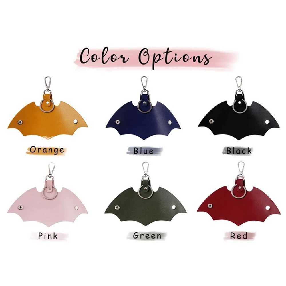 Fashion Bat Shape PU Leather Keychain Multicolor Car Key Protective Cover Keyring Women Men Anti-Lost Waist Key Bag Accessories M250604