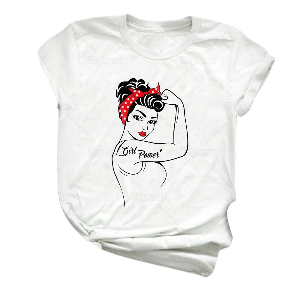 Girls Power Designer Tshirt Grl Pwr Feminist 100% Cotton Summer Short Sleeve Shirt Gift for Her O-neck Short Sleeve Summer Clothing 2025 New