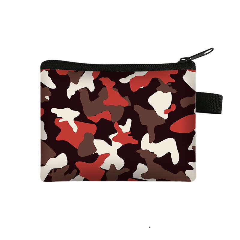 New Children's Simple Purse Camouflage Pattern Portable Card Holder Coin Key Storage Bag with Printing