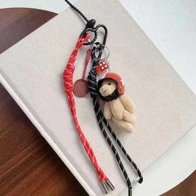 Design Bag Accessories Rope Hanging Accessories DIY Personalized Keychain Cartoon Pattern Helmet Bear Animal Charm Bag M250604