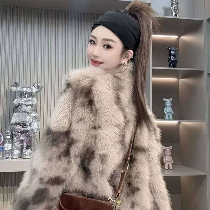 Faux Fox Fur Coats For Women,Covered Button Jacket,Female Thick Warm Clothes,O-Neck,High Quality, New, Winter,2025