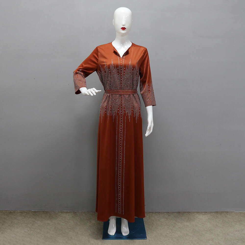 Because0247 Muslim Embroidered Evening Gown With Rhinestones B5