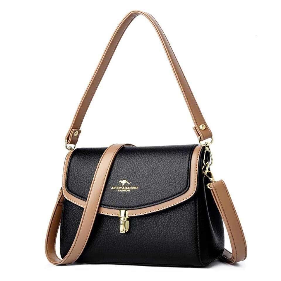 OLOEY 2 Strap Shoulder for Women Mother Purse High Quality PU Leather Designer Ladies Crossbody Bag Casual Tote Sac A Main