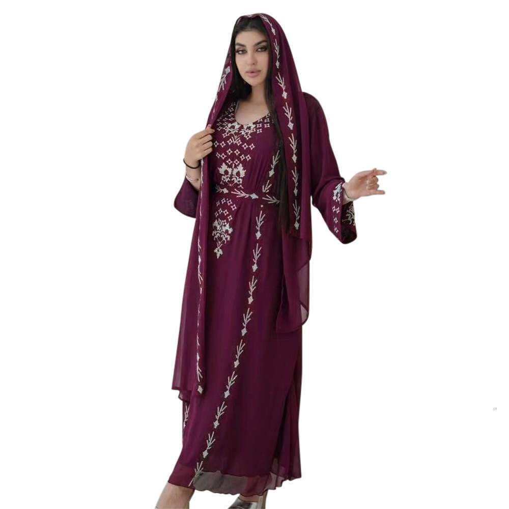 Because0281 Summer New Long Robe With Rhinestones For Home And Outdoor Dress B5
