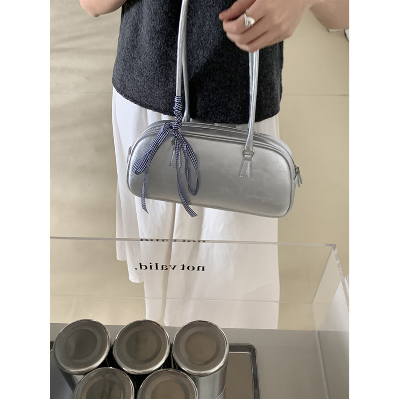 Korean Spring New Ballet Style Women s Handbag Fashion Multi functional Silver Shoulder fashion Underarm Bag fashion Designer Women s Fashion Shoulder