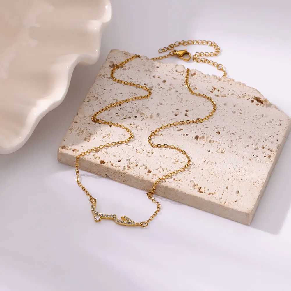 Personalized Arabic Love Letter Pendant Necklace For Women Gold Color Stainless Steel Clavicle Chain Fashion Islamic Jewelry XJ250604