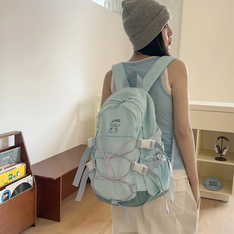 Teenagers School Bag Large Capacity Laptop Rucksack Aesthetic Fashion Backpack Kawaii Students Bookbag Simple Backpack 250530