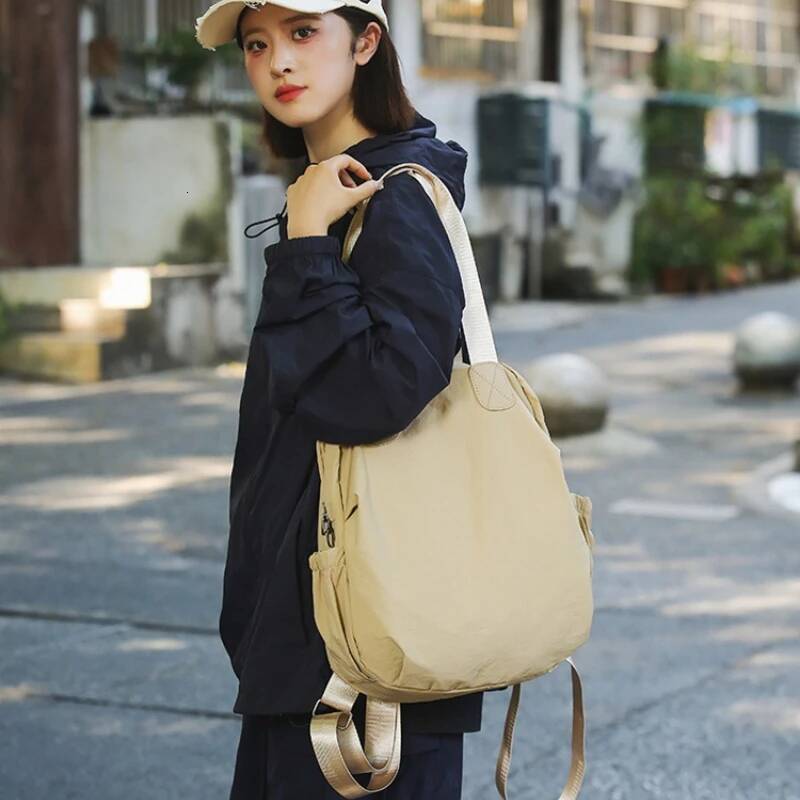 Waterproof Simple Couple Solid Color Versatile Portable Large Capacity Women's Daily Soft Backpack Gifts