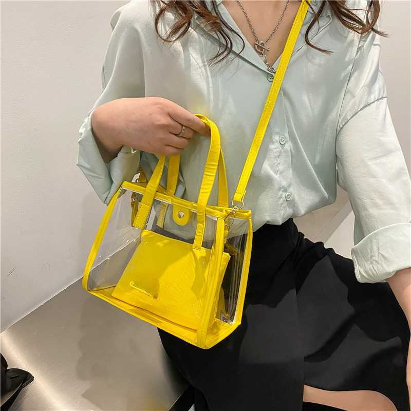 High quality brand new high-quality free designer bag European and American fashion transparent handbag jelly beach bag shoulder bag brand new free de