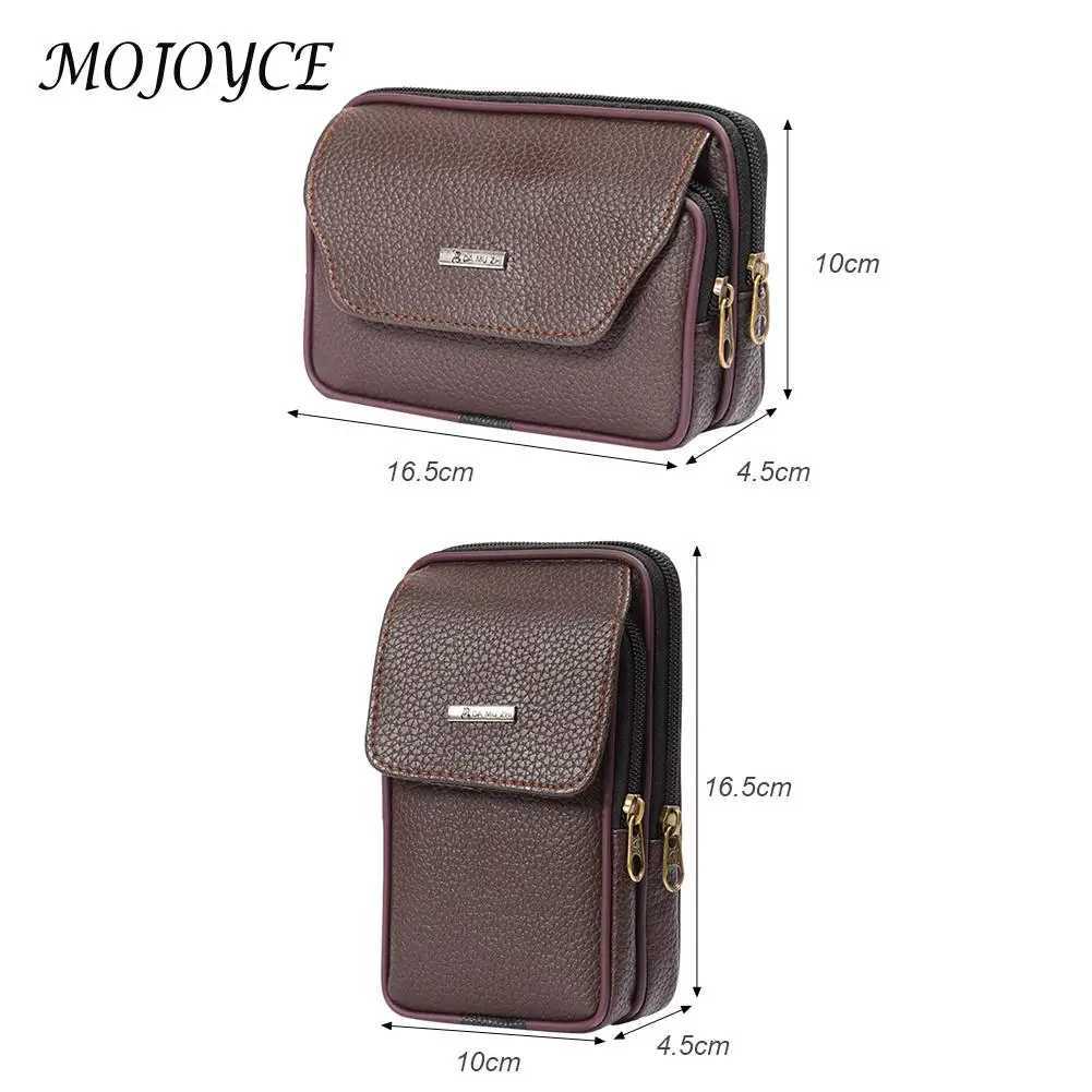 PU Leather Men Small Waist Bag Solid Color Bum Belt Pack Casual Fanny Business Waist Bag Men Travel Sports Belt Bum Phone Pouch W250604