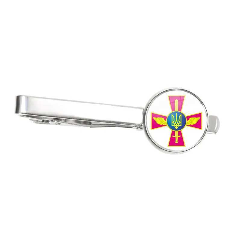 Classic Trident Ukraine Tie Clips Punk Ukrainian Symbol Glass Cabochon Necktie Clip Pin for Men Suit Jewelry Gift W250604