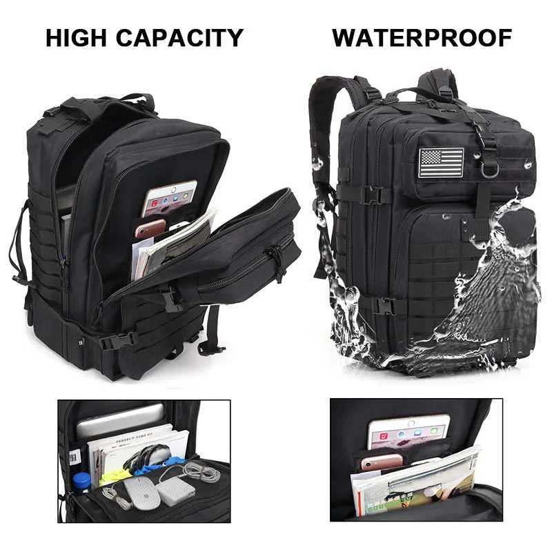 Backpack 50L Large Capacity Camping Man Rucksacks Tactical Hunting Nylon Bags For Sport Trekking Waterproof Pack W250603