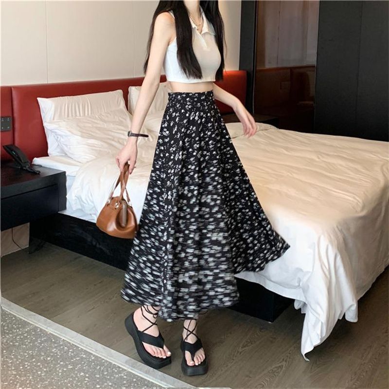 DR230 New summer style high-end temperament waist gentle style petite long skirt