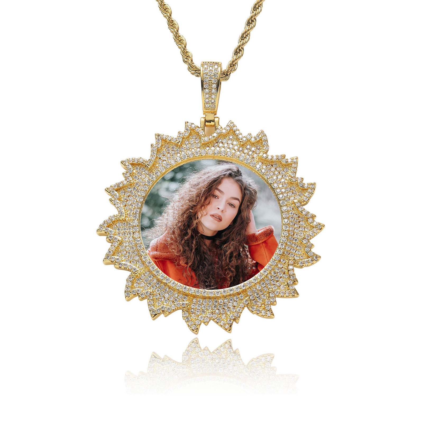INS Creative DIY Memory Photo Flower Frame Ciondolo Unisex Hip-Hop Moissanite Gioielli Creativi Commemorativi-image
