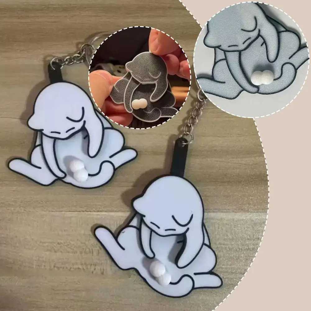 1PC Black Cat Keychain Cute Kawaii KeyRing Novelty White Cats Play Balls Keychain M250604