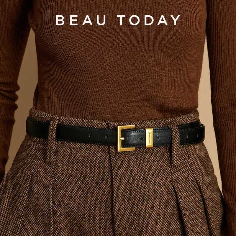 BEAUTODAY Belts Women Luxury Designer Cow Split Leather Metal Golden Buckle Strap Ladies Jeans Dress Accessories Waistband 91093 W250604