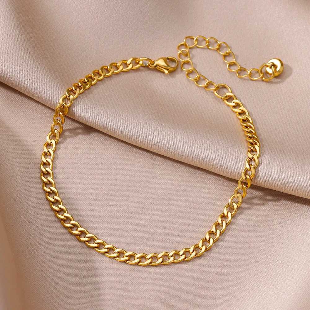 Anklets for Women Stainless Steel Gold Color Twist Chain Anklet Summer Boho Beach Accessories Simple Foot Leg Bracelets Jewelry W250604