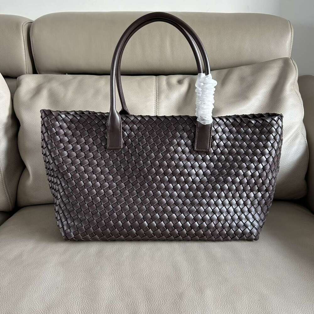 Woven Bag Leather Autumn Winter Genuine Leather Woven Large Capacity Mother And Child Tote Handheld Shoulder Underarm Grocery Basket Mommy Bag Soft Wo