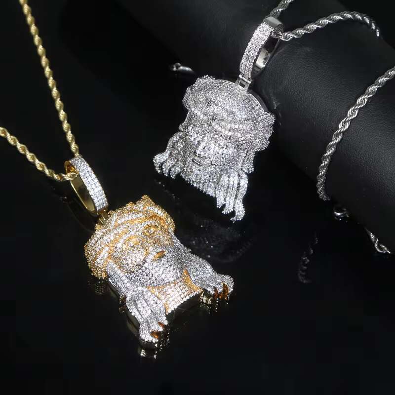 Two Tone Rose Gold Plated Hip Hop Jesus Piece Charm Pendant Micro Pave Iced Out Men Necklace Jewelry