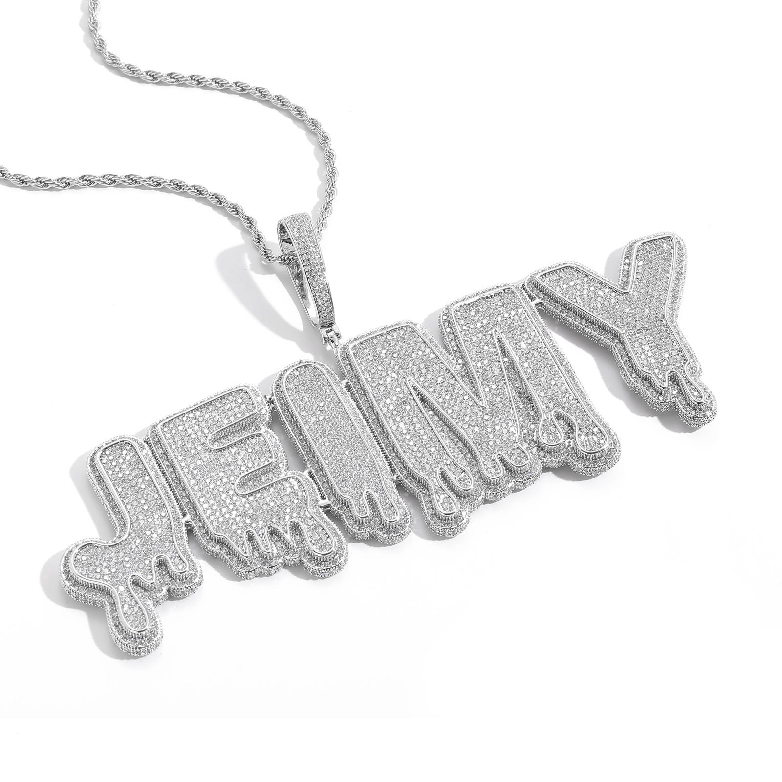 Hip Hop Splice English Letter Free Combination Name Large Droplet Pendant Private Customized Hip Hop Necklace