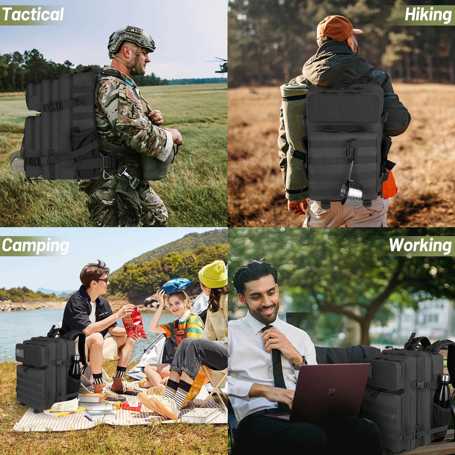 50L Mens Tactical Backpack Outdoor Survival Mountaineering Bag with Moore Webbing Load-Bearing Velcro DIY Compatible W250603