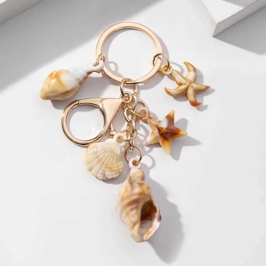 Shell Keychain Personalized Seaside Vacation Beach Simulation Starfish Conch Car Bag Pendant Family and Friends Keyring Gifts M250604