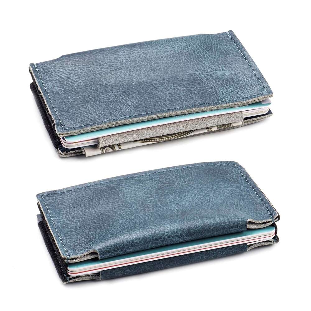 New Men's Genuine Leather Multi-Functional Portable Mini Sleeve Business Card Holder Compact Wallet