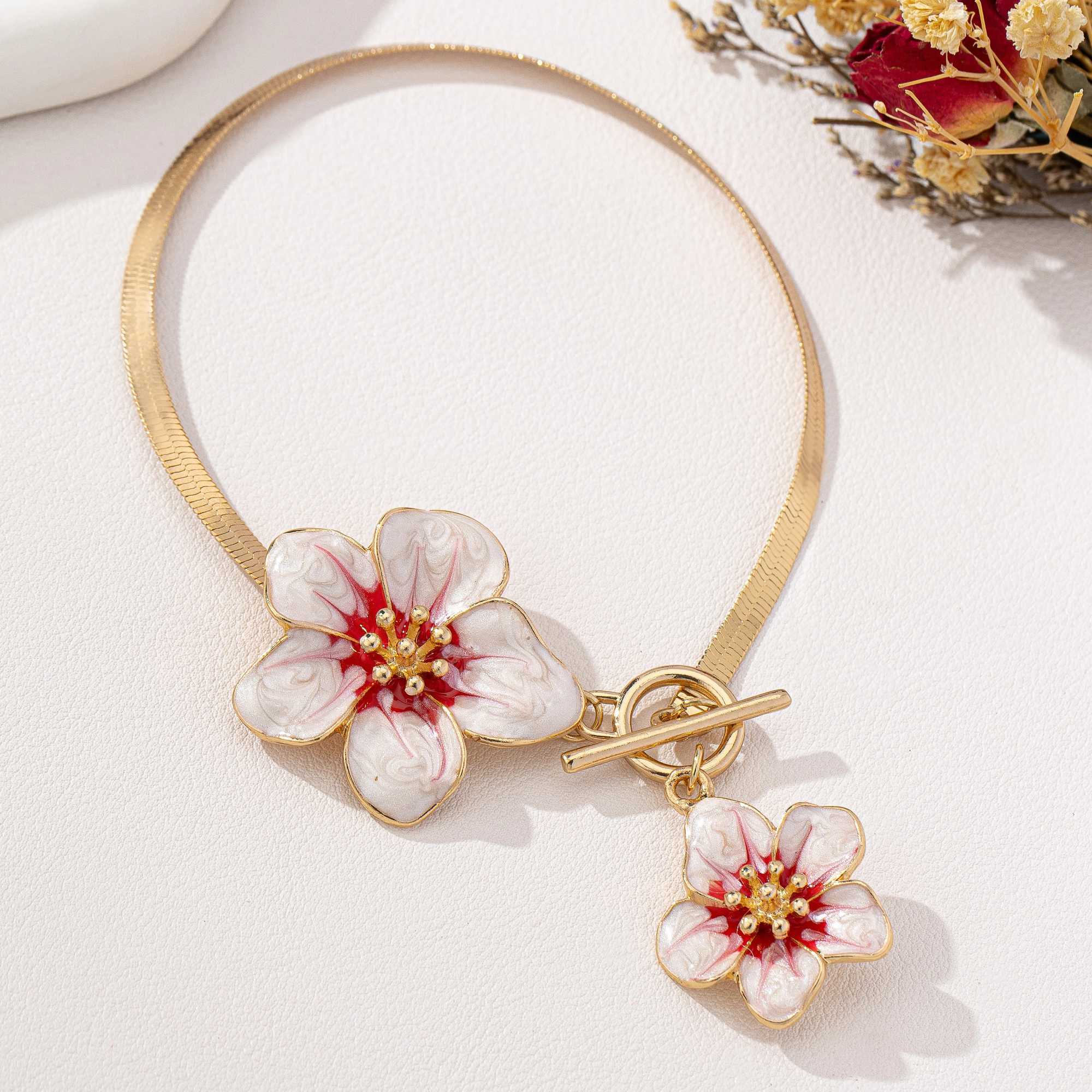European and American punk style metal alloy fashionable color enamel glaze flower anklets beach travel vacation jewelry W250604