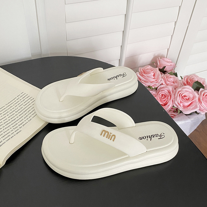 2025 Women's Flip-flop Sandals with Toe Post Flat Sole Non-slip Thick Sole Suitable for Outdoor Wear Women's Beach Sandals