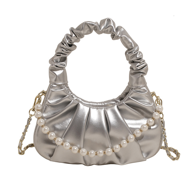 designer 2025 New Pleated Beaded Popular Light Luxury Niche Handbag for Women High-end Chain Versatile Shoulder Crossbody Bag