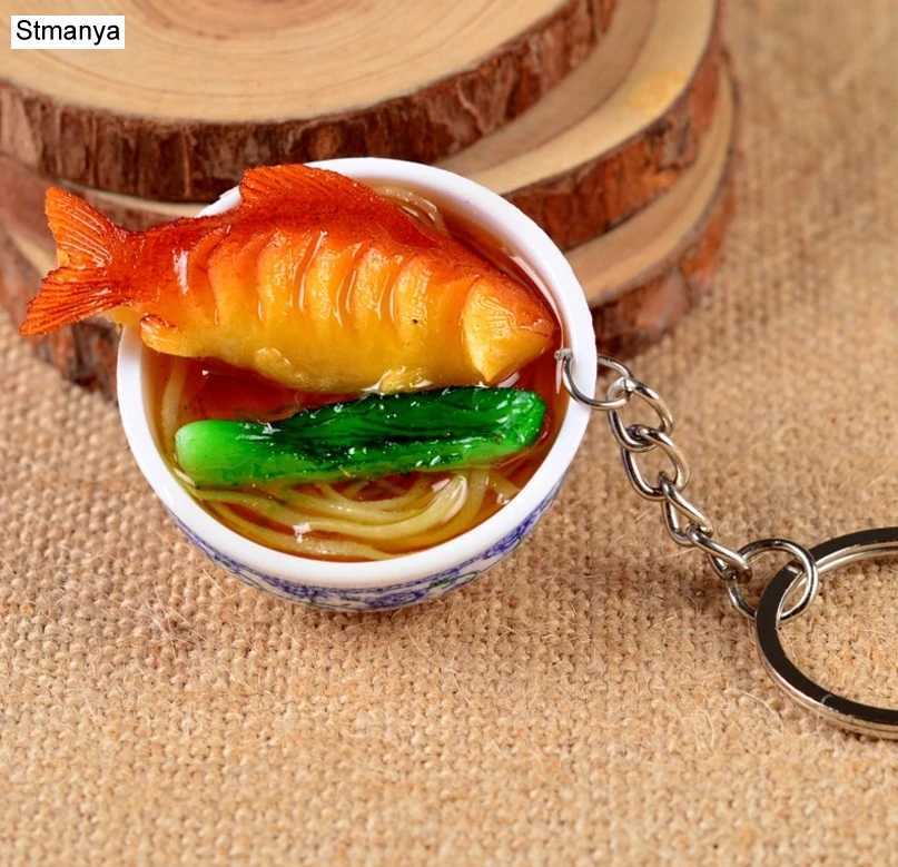 New Simulation Food Key Chains Noodle New Keychain Chinese Blue and White Porcelain Food Bowl Mini Bag Pendant #17169 W250604