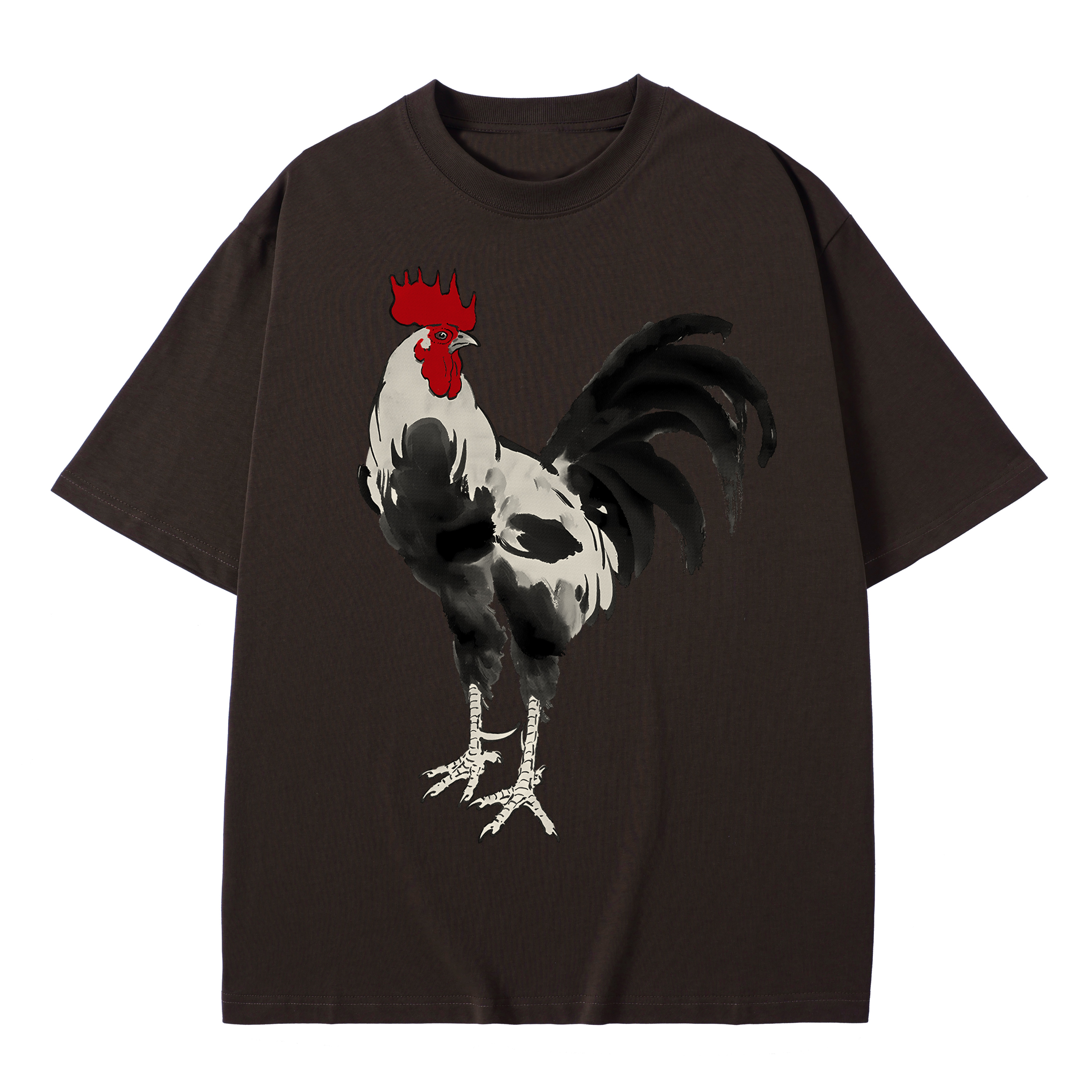 T-shirt men's top designer cotton T-shirt the silvery rooster short sleeved clothing high-quality fashionable T-shirt BROADTRUE