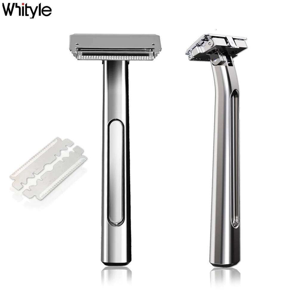 Whityle 20T Glide Pro 4D Super Double-edged Safety Razor Half Blade Shaver With Travel Leather Storage Bag for Men Grooming Care