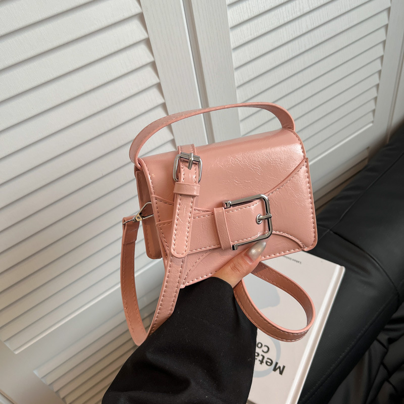 designer Korean Style Solid Color Simple Niche Belt Mini Handbag Small Square Bag for Women 2025 Summer New Cute Small Wallet