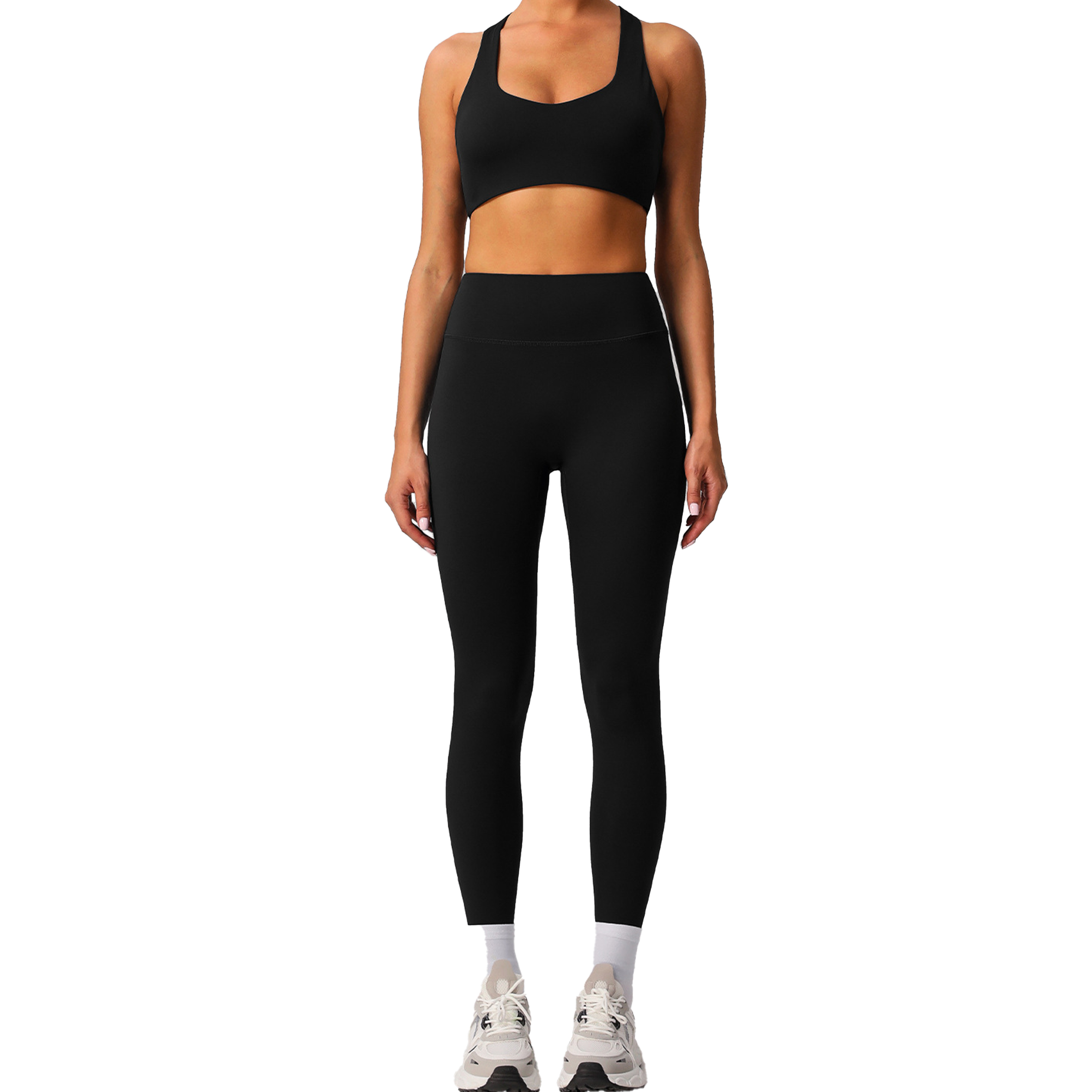 Solid color double-sided brushed breathable tight yoga clothing suit sports running fitness
