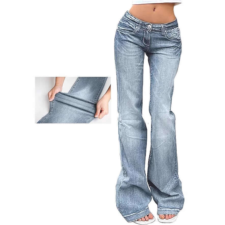 Temu American Style Spicy Girl Flared Slim Fit Stretch Jeans Women Long Pants B5