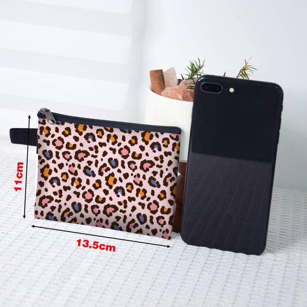 Leopard Print Small Coin Purse Simple ID Card Key Storage Bag Women Portable Clutch
